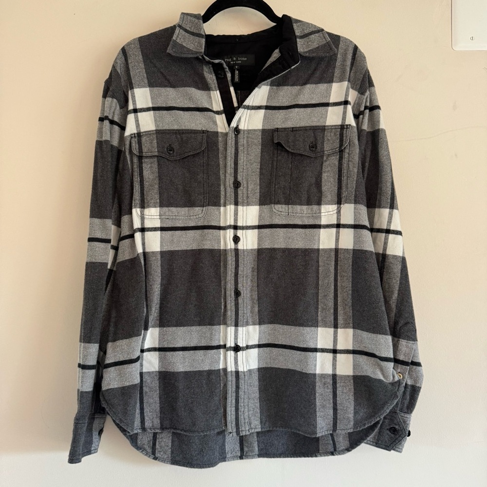 rag & bone Plaid Flannel Overshirt Made in USA Workwear Shirt Jacket
